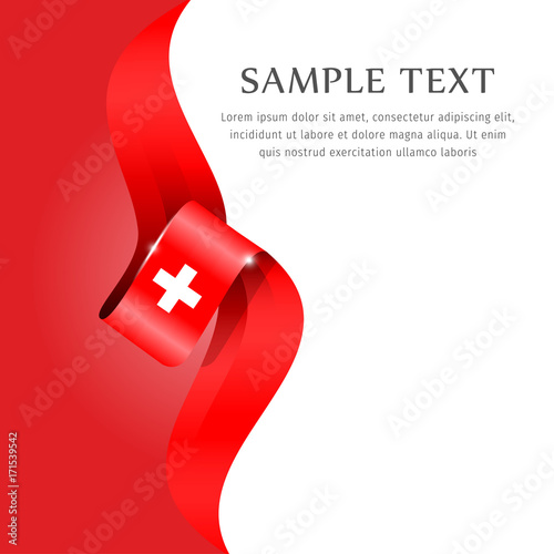 Abstract background flag. Background flag ribbon for liberty, national event, celebration, brochure, slide show, and general election. Abstract color background Switzerland flag ribbon vector.