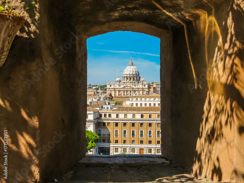 Photography Window overlooking Vatican and Rome. Rome, Italy