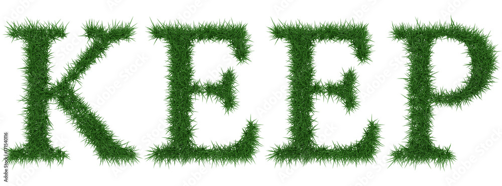 Keep - 3D rendering fresh Grass letters isolated on whhite background. Keep - 3D rendering fresh Grass letters isolated on whhite background.
