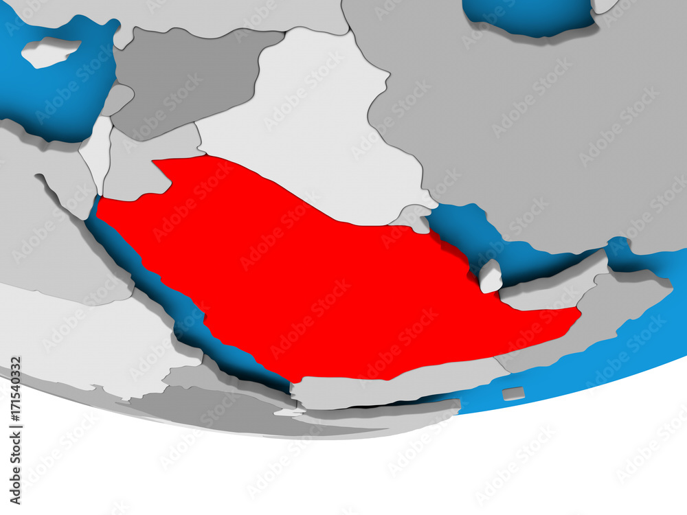 Fototapeta premium Saudi Arabia on globe