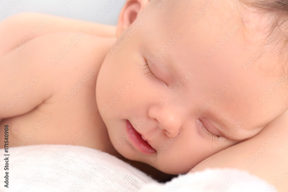 Cute sleeping newborn baby, closeup Cute sleeping newborn baby, closeup