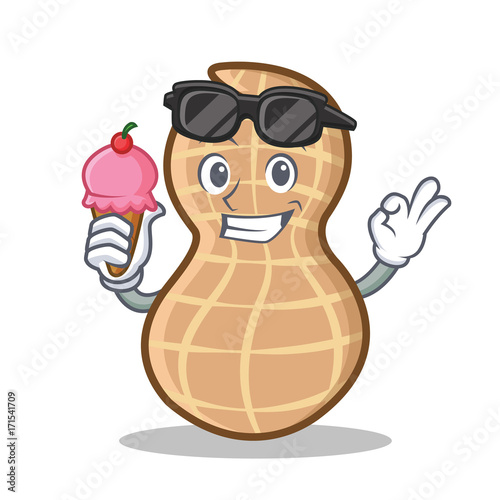 With ice cream peanut character cartoon style