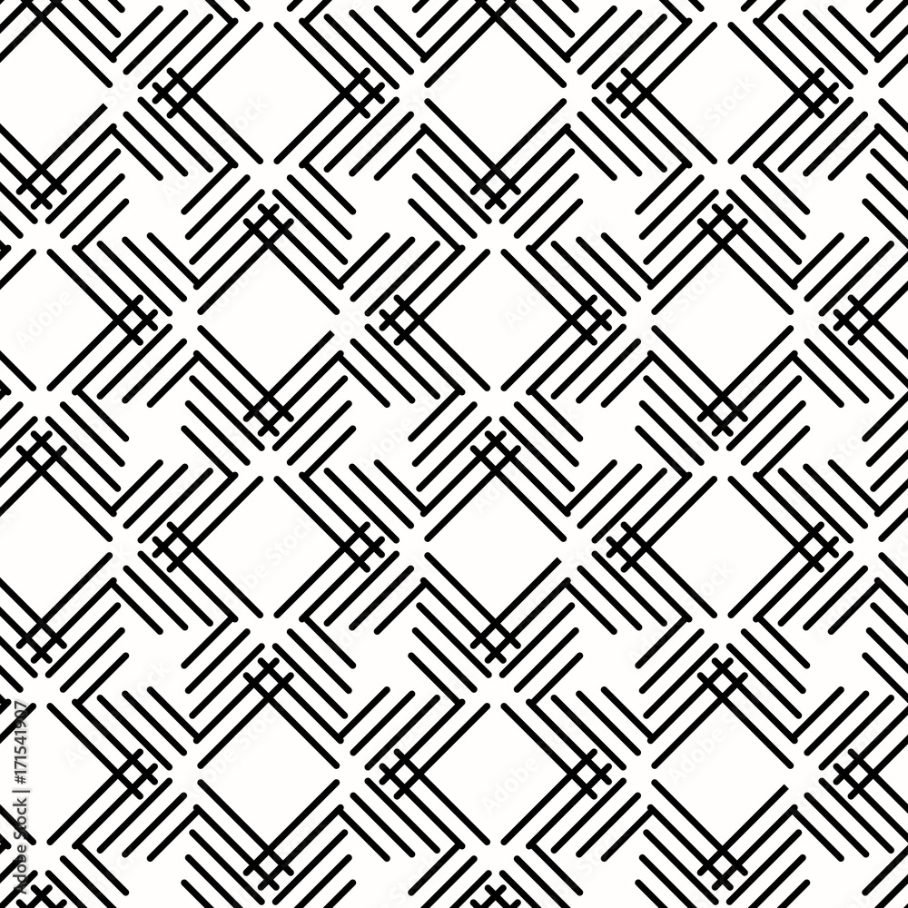 Seamless background for your designs. Modern vector black and white ornament with diagonal lines. Geometric abstract pattern Seamless background for your designs. Modern vector black and white ornament with diagonal lines. Geometric abstract pattern