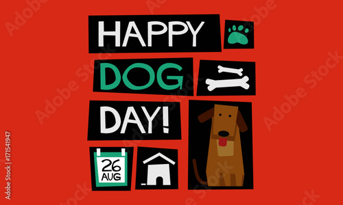 Happy National Dog Day 26 August (Flat Style Vector Illustration Pet Quote Poster Design)