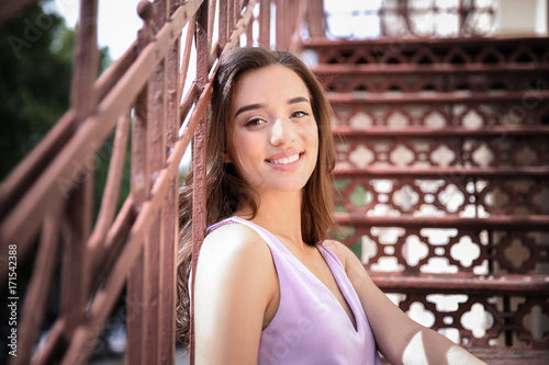 Beautiful young woman outdo...