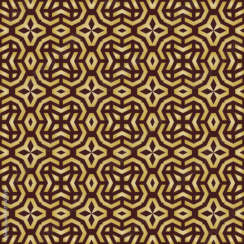 Seamless background for your designs. Modern vector golden ornament. Geometric abstract pattern
