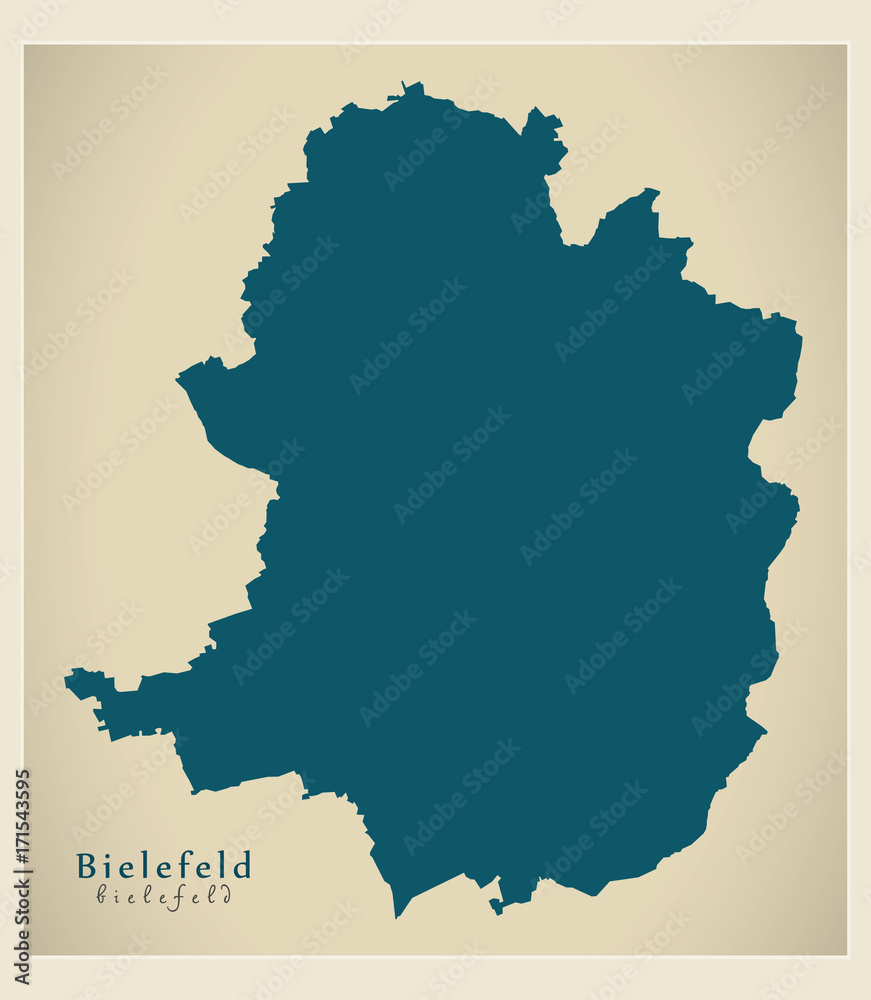 Modern Map - Bielefeld city of Germany DE