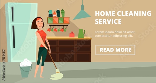 Vector home cleaning service concept banner