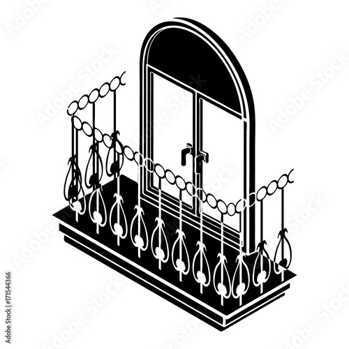 Metal balcony icon, simple style