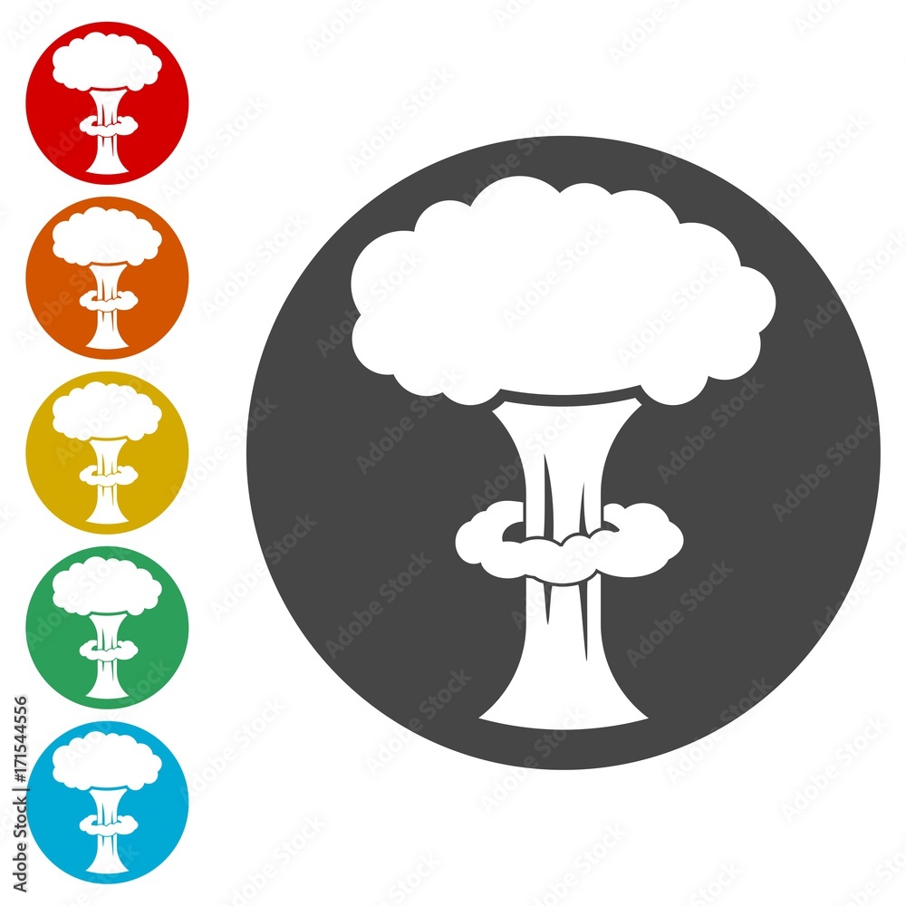 Nuclear explosion mushroom cloud icons set - Illustration Nuclear explosion mushroom cloud icons set - Illustration