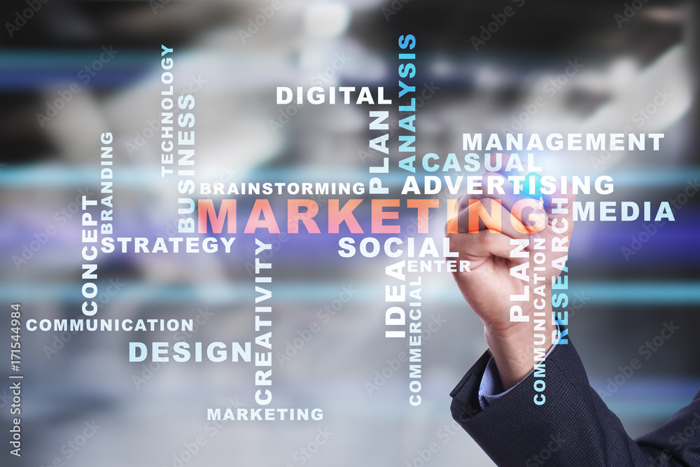 Marketing business concept on the virtual screen. Words cloud. Marketing business concept on the virtual screen. Words cloud.