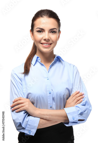 Young female receptionist, ...