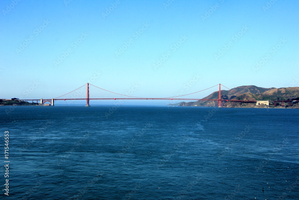 Classic panoramic view of famous Golden Gate Bridge in summer, San Francisco, California, USA Classic panoramic view of famous Golden Gate Bridge in summer, San Francisco, California, USA