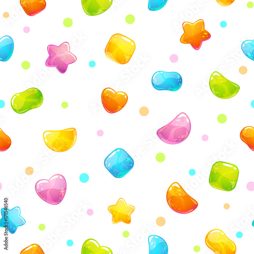 Seamless pattern with funny cartoon jelly candies.
