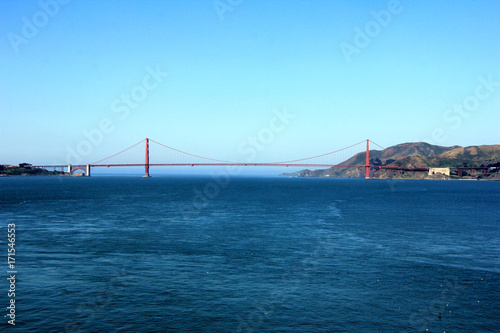 Classic panoramic view of famous Golden Gate Bridge in summer, San Francisco, California, USA
