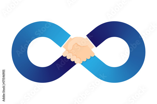 Handshake infinity symbol shape set Business Success concept idea illustration isolated on white background, with copy space