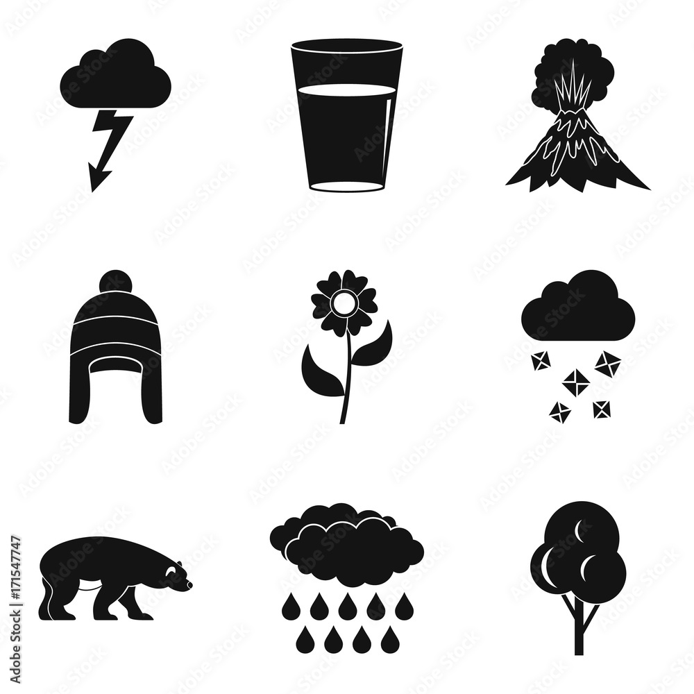 Obraz premium Season clouds icon set, simple style