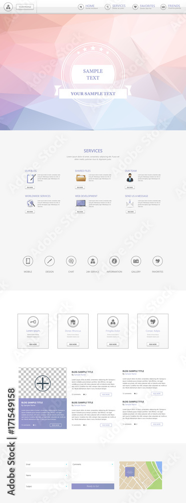 Responsive One Page Website Template with Low-Polygon Background