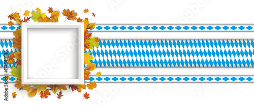 Oktoberfest Headliner mit einem Rahmen, Herbstlaub und Bändern