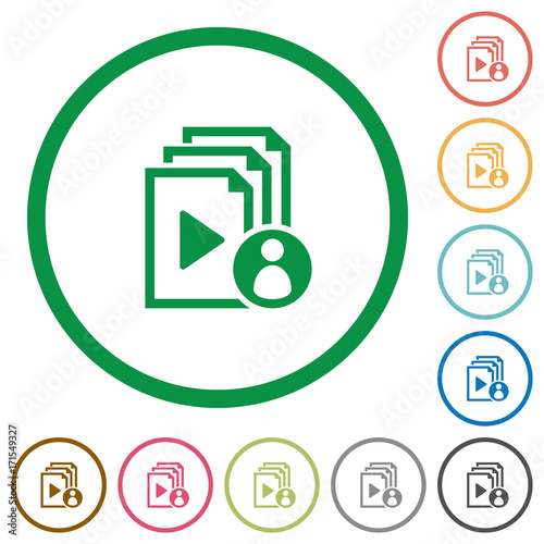 Playlist author flat icons with outlines