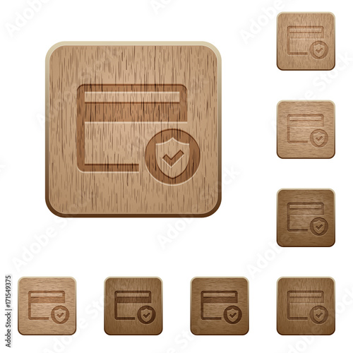 Safe credit card transaction wooden buttons