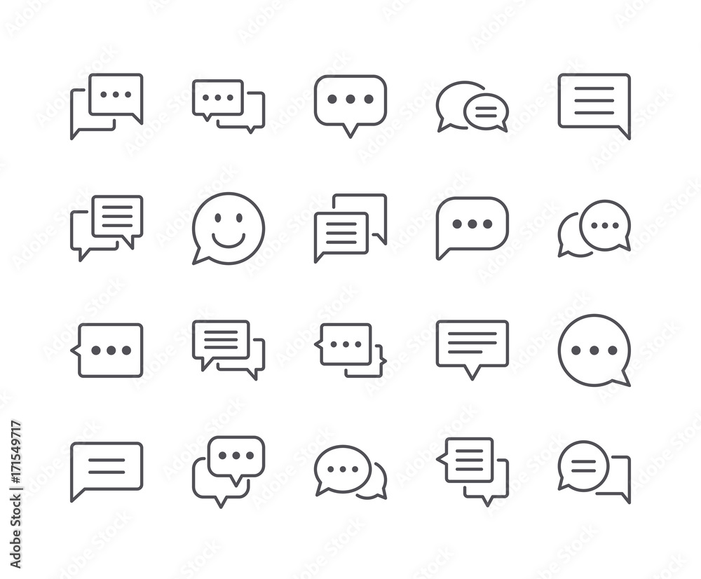 Minimal Set of Chat Bubble Line Icons