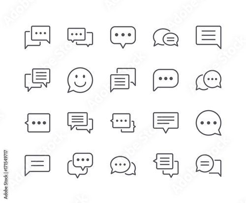 Minimal Set of Chat Bubble Line Icons