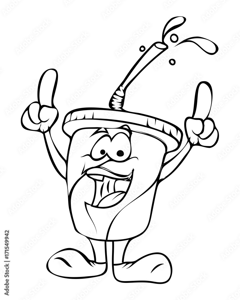 Cheerful Cold Drink Cup Character Vector Drawing Stock Vector Adobe Stock