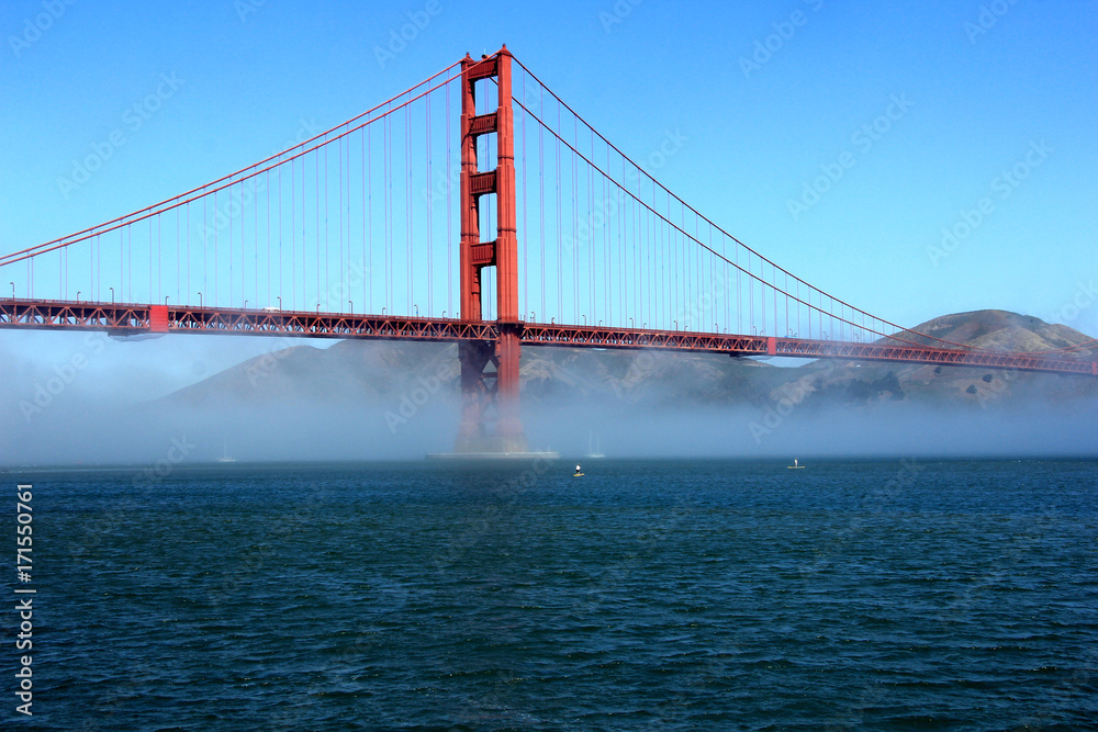Classic panoramic view of famous Golden Gate Bridge in summer, San Francisco, California, USA Classic panoramic view of famous Golden Gate Bridge in summer, San Francisco, California, USA