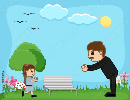 Businessman Playing with Little Girl in Garden