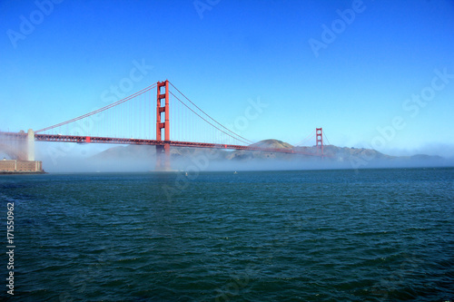 Classic panoramic view of famous Golden Gate Bridge in summer, San Francisco, California, USA