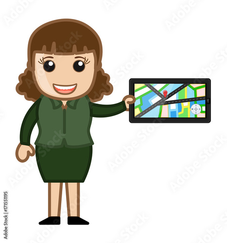 Businesswoman Showing Map on Tab
