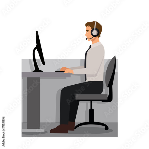 customer service man computer