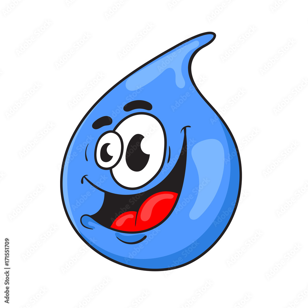 funny cartoon water drop. the design of the character. vector ...