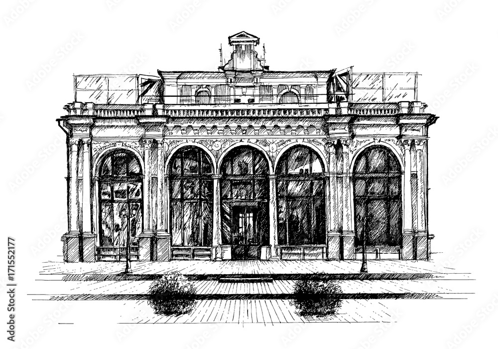 Casino Building Drawing Vector On White
