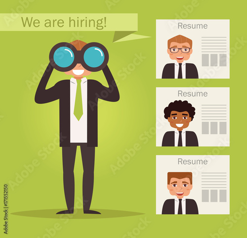 Manager with binoculars looking