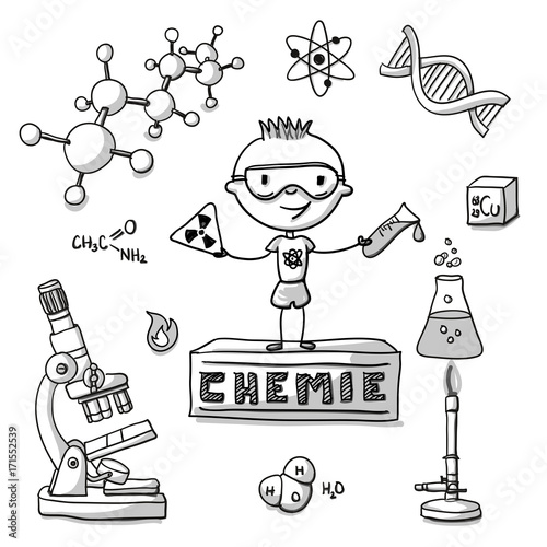 Junge macht Experiment in Chemie