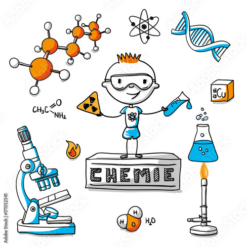 Junge macht Experiment in Chemie