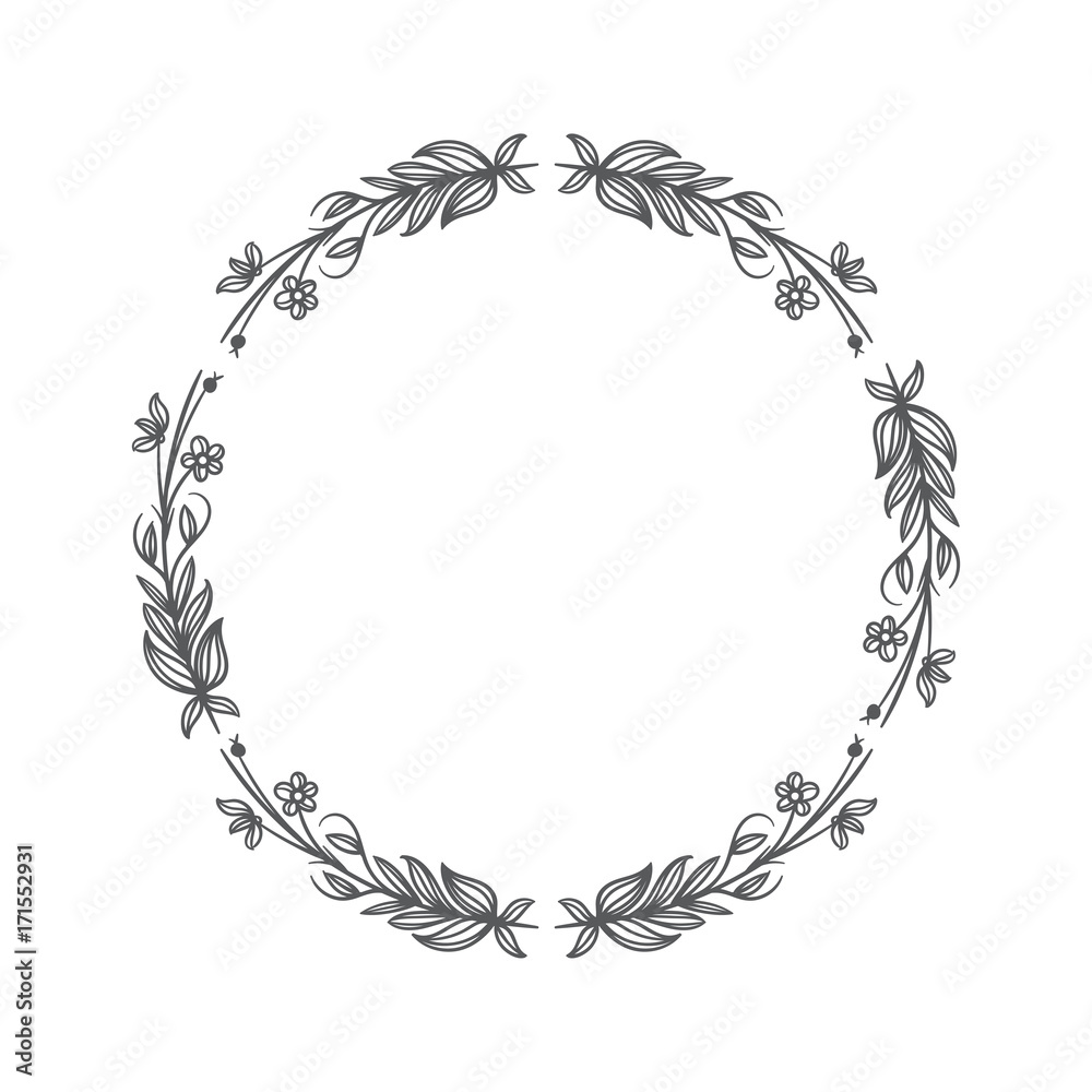circle floral vintage draw frame vector illustration Stock Vector ...