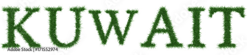 Kuwait - 3D rendering fresh Grass letters isolated on whhite background.