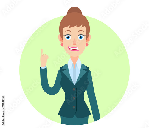 Businesswoman pointing up