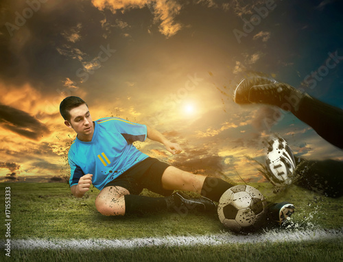 Soccer players on the field photo