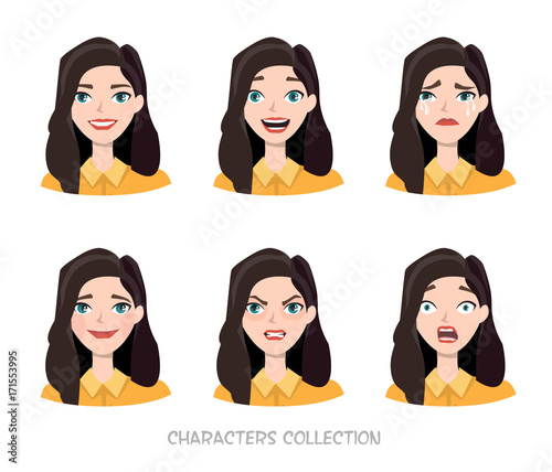 Set of emotions for business woman.