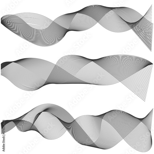 Multiple waves Abstract wavy stripes, Design elements created using Blend Tool, Vector Creative line art, graphic sound, contour waveform soft track