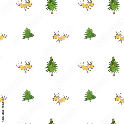 christmas doodle seamless pattern