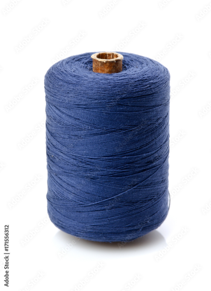 bobbin with blue thread isolated on a white background bobbin with blue thread isolated on a white background