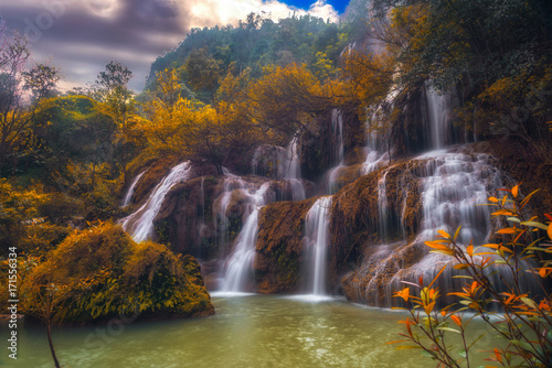 beautiful autumn waterfall in Thailand. © Atakorn