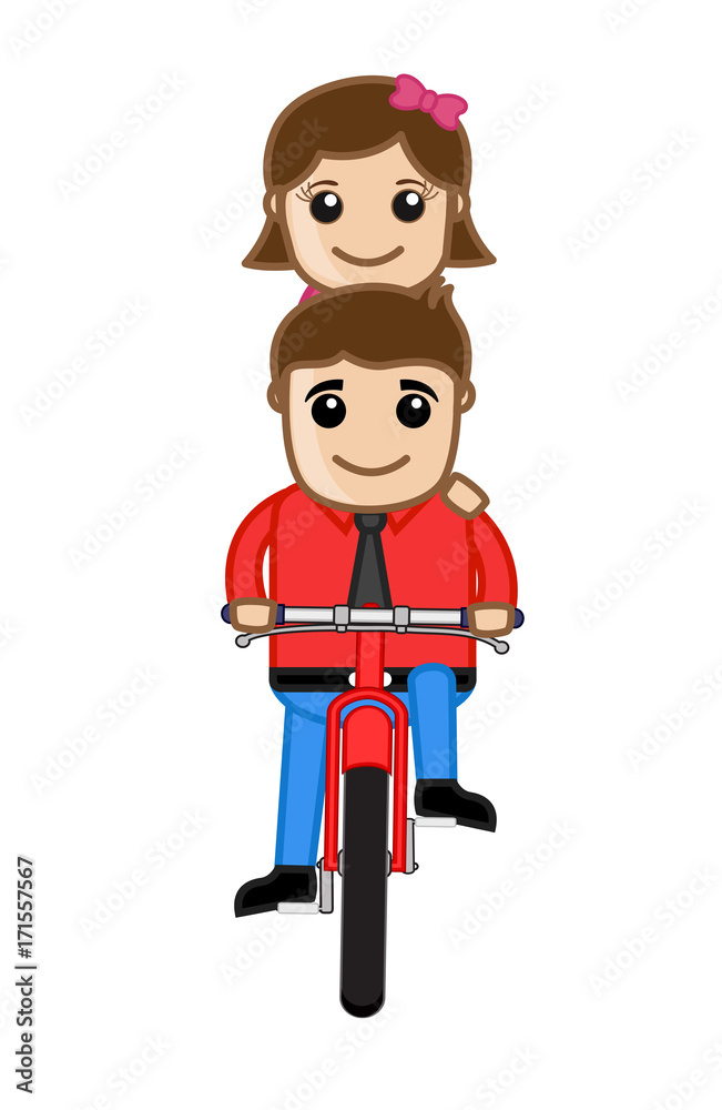 Funny Boy and Girl Riding Cycle Husband wife clip-art Funny Boy and Girl Riding Cycle Husband wife clip-art
