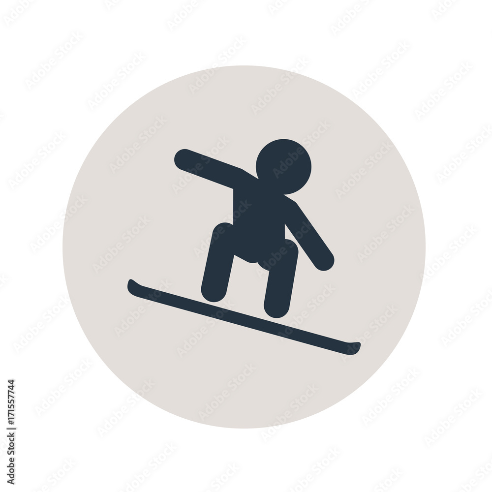 Icono plano snowboard en circulo gris Icono plano snowboard en circulo gris