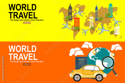 Billede på lærred Travel and adventure template, travel time,Travel time template.